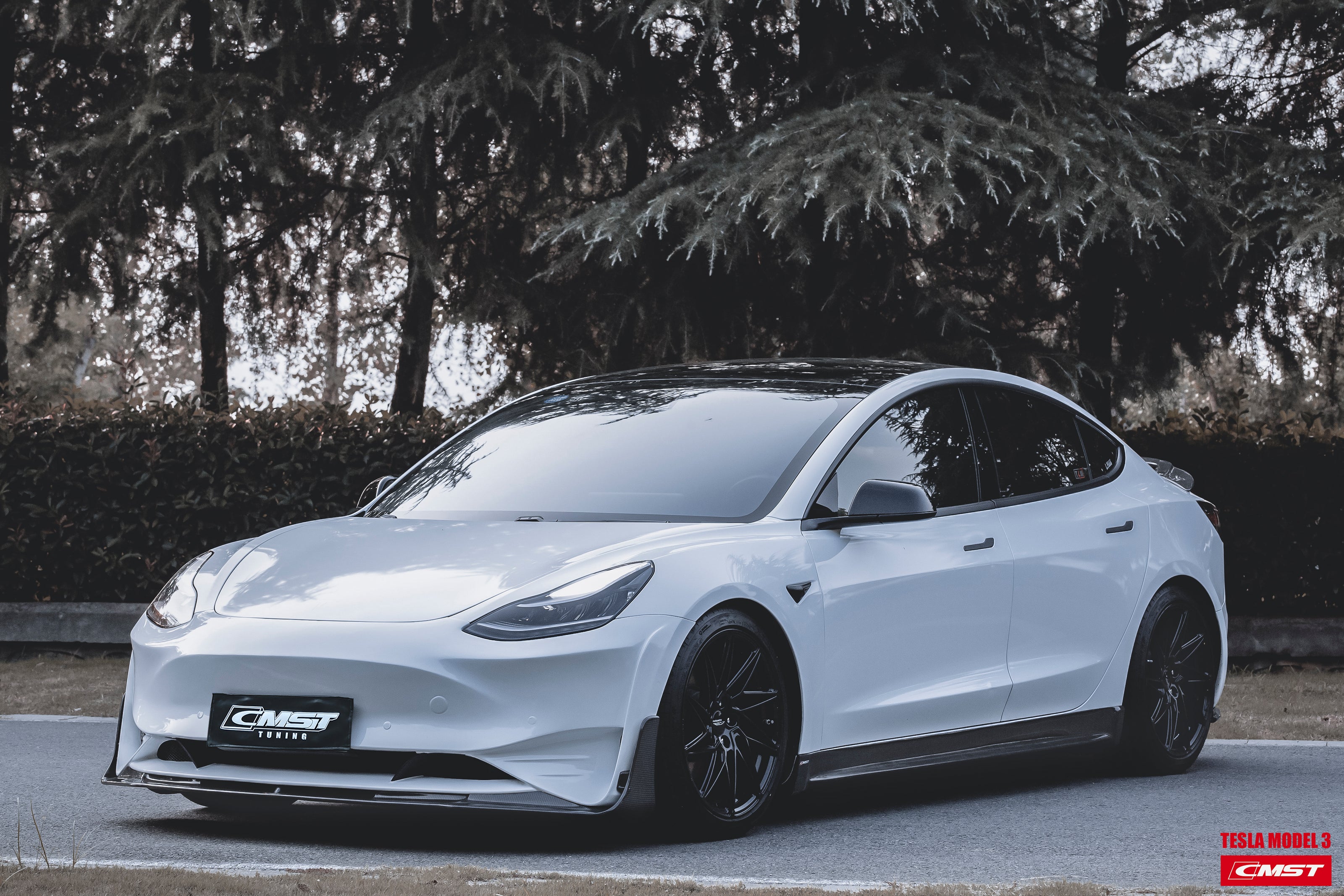 CMST Tuning Carbon Fiber Front Bumper & Front Lip for Tesla Model 3 Ver.2 - Robot Bodykits