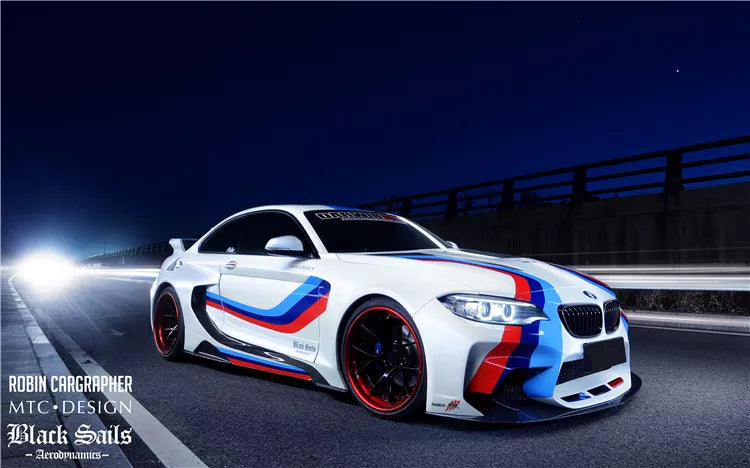 2014-2019 BMW 2 Series F22 VR Style Partial Carbon Fiber Wide Body Full Body Kit