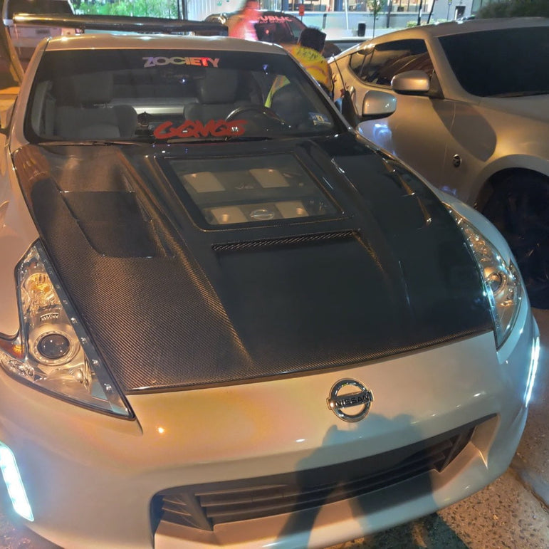 CMST Tuning Carbon Fiber Hood with Tempered Glass for Nissan 370Z Z34 Fairlady Z - Robot Bodykits