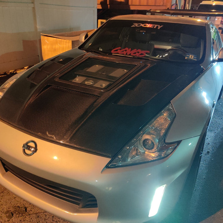 CMST Tuning Carbon Fiber Hood with Tempered Glass for Nissan 370Z Z34 Fairlady Z - Robot Bodykits