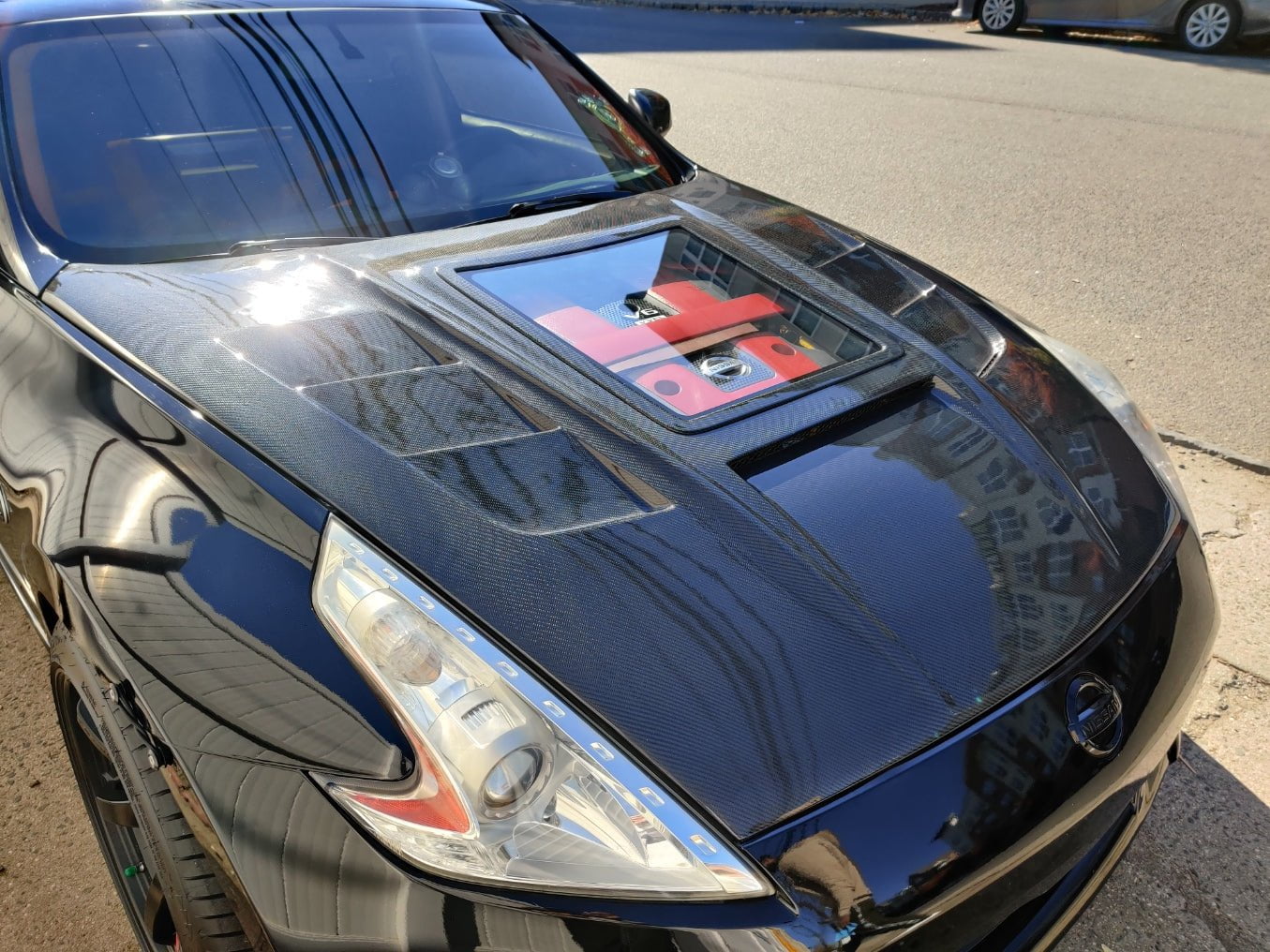 CMST Tuning Carbon Fiber Hood with Tempered Glass for Nissan 370Z Z34 Fairlady Z - Robot Bodykits