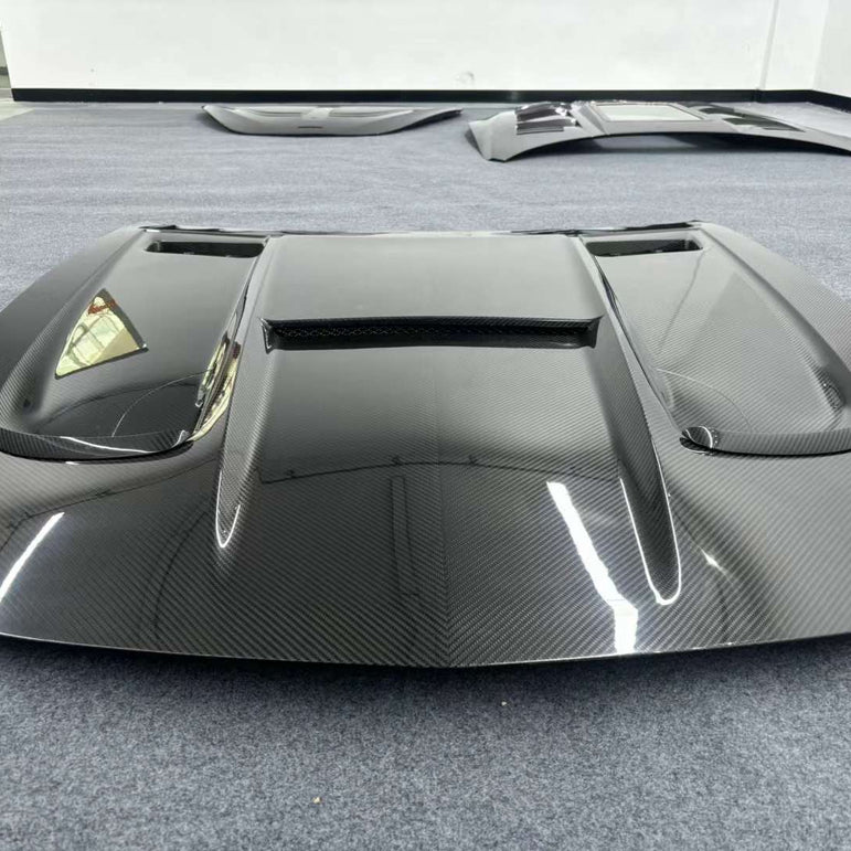 Kid Louis Mercedes Benz C190 AMG GT GTS GTC GTR Dry-Carbon Fiber Hood / Bonnet Black Series Style 2015 - 2021