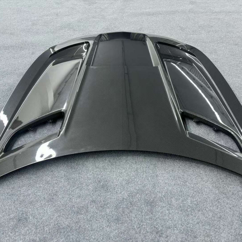 Kid Louis Mercedes Benz C190 AMG GT GTS GTC GTR Dry-Carbon Fiber Hood / Bonnet Black Series Style 2015 - 2021