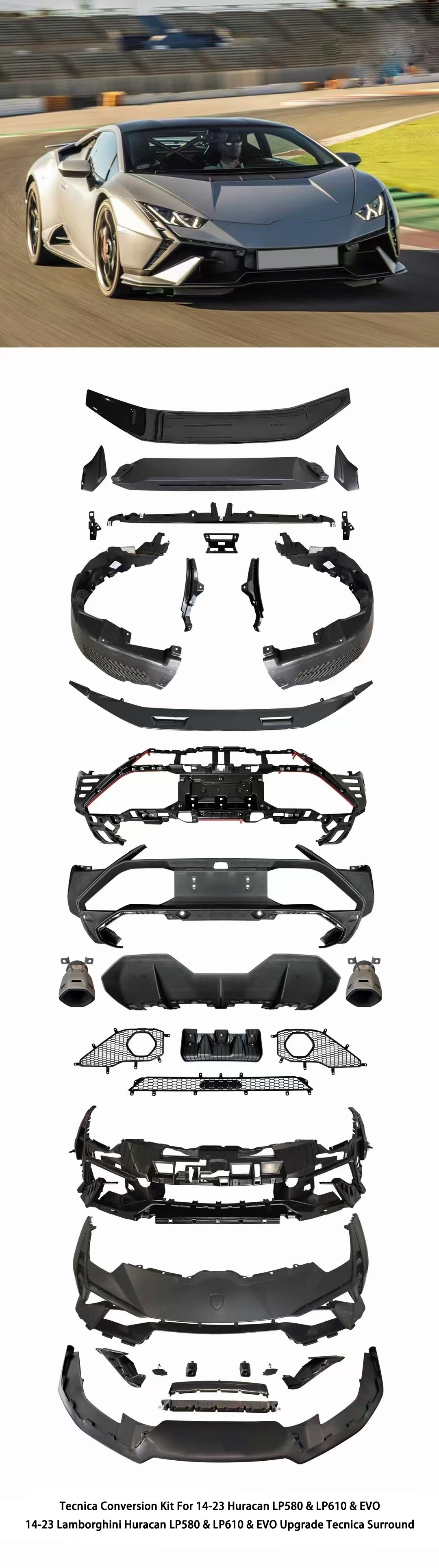 Lamborghini Huracan LP580 / LP610 / EVO → Tecnica Conversion Body Kit (PP Material)