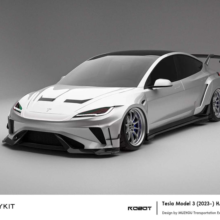 Robot Craftsman Tesla Model 3 Highland 2024+ “HACKER” Widebody FRP & Partial Carbon Full Kit