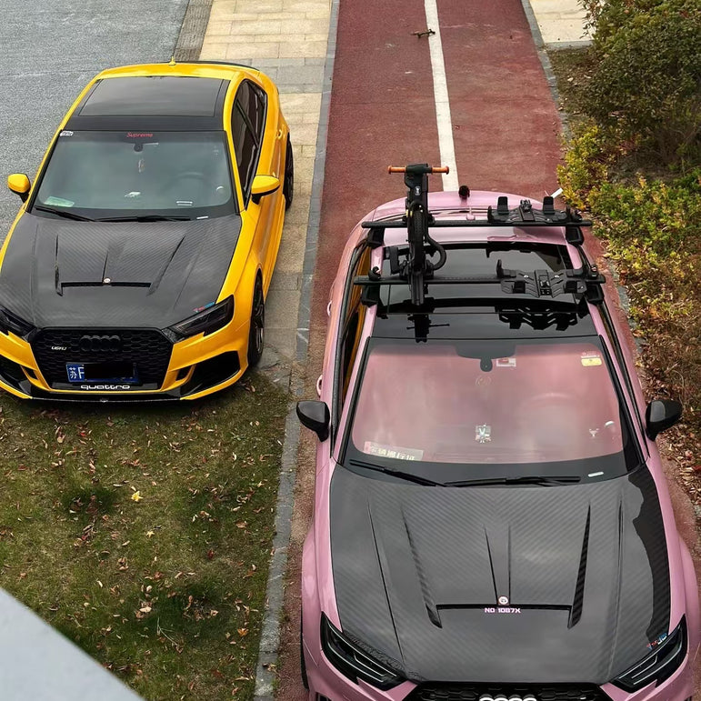 TAKD Carbon Dry Carbon Fiber Double-sided Hood Bonnet for Audi RS3 2018-2020 & S3 A3 2014-2020
