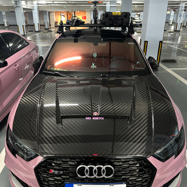 TAKD Carbon Dry Carbon Fiber Double-sided Hood Bonnet for Audi RS3 2018-2020 & S3 A3 2014-2020