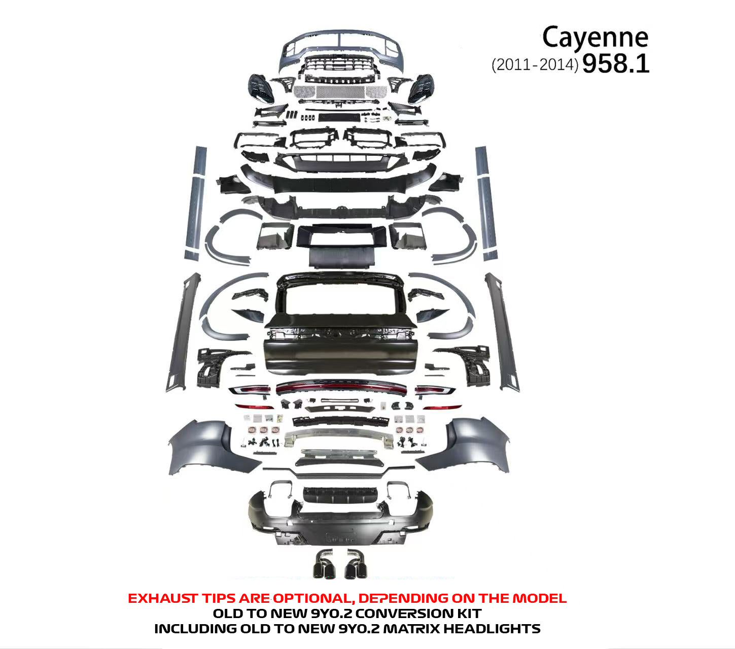 Porsche Cayenne 958.1 2011-14 to 2024 GTS (9Y0.2) Conversion Kit Including Headlight & Tail light