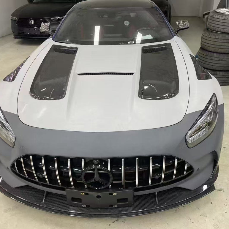 Kid Louis Mercedes Benz C190 AMG GT GTS GTC GTR Dry-Carbon Fiber Hood / Bonnet Black Series Style 2015 - 2021