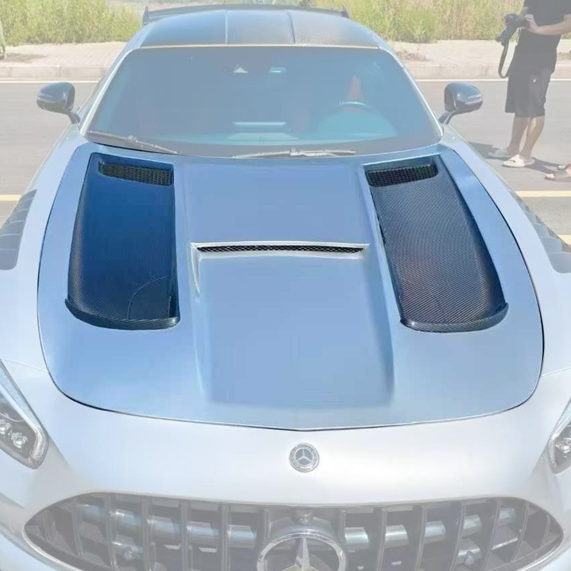 Kid Louis Mercedes Benz C190 AMG GT GTS GTC GTR Dry-Carbon Fiber Hood / Bonnet Black Series Style 2015 - 2021