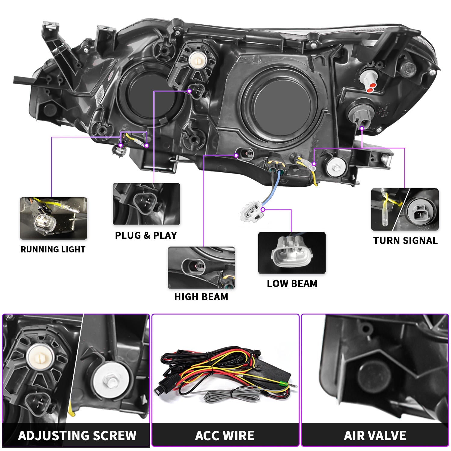 Full LED Headlights Assembly For Toyota Reiz/Mark X 2010-2013