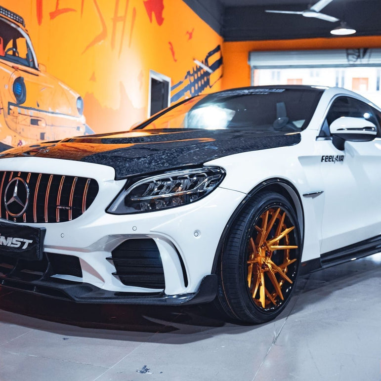 CMST Tuning PP Polyurethane Front Bumper & Grill & Carbon Fiber Front Lip  for Mercedes-Benz C43 C300 2015-2021 Coupe Sedan - Robot Bodykits