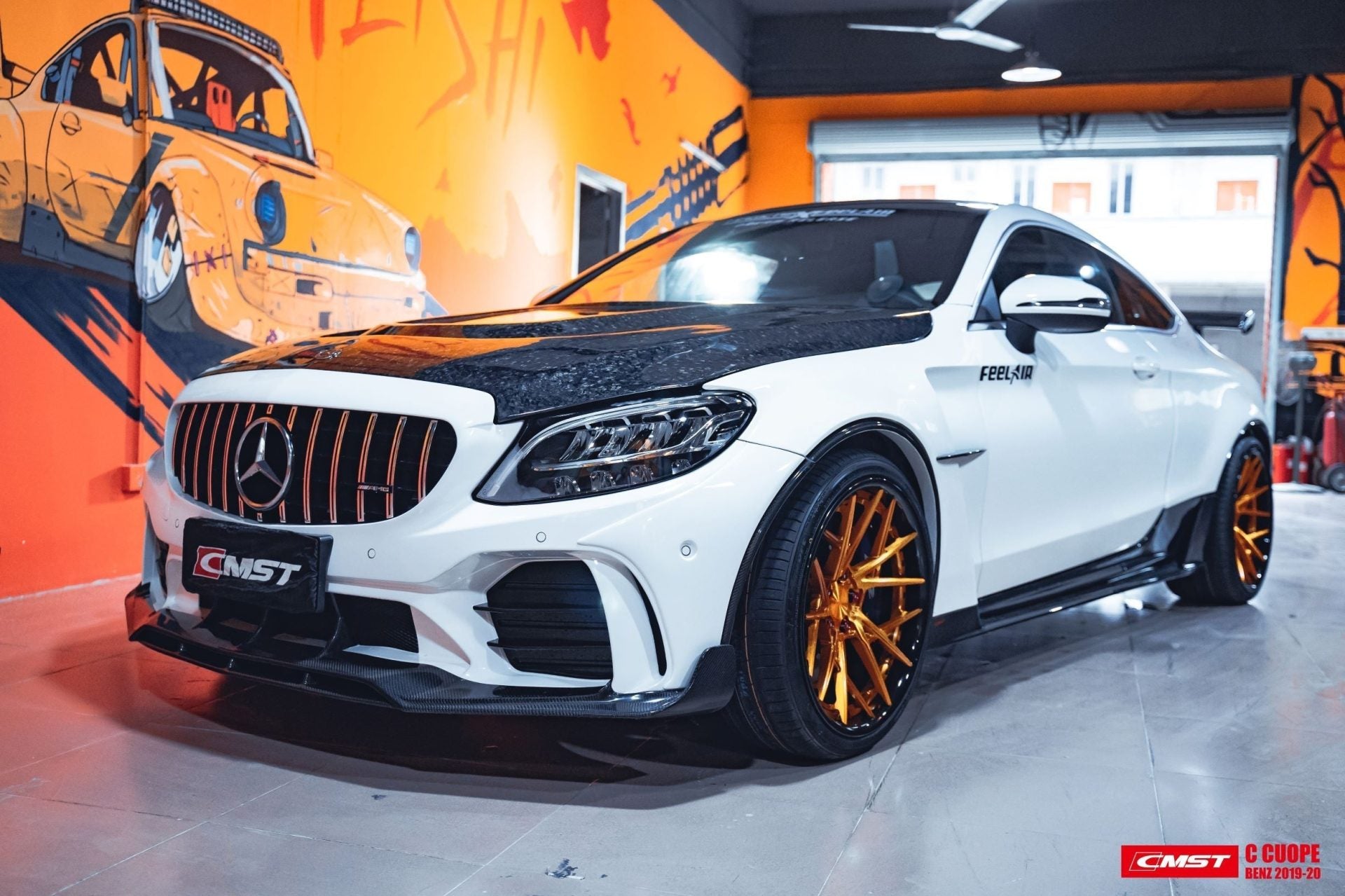 CMST Tuning PP Polyurethane Front Bumper & Grill & Carbon Fiber Front Lip  for Mercedes-Benz C43 C300 2015-2021 Coupe Sedan - Robot Bodykits