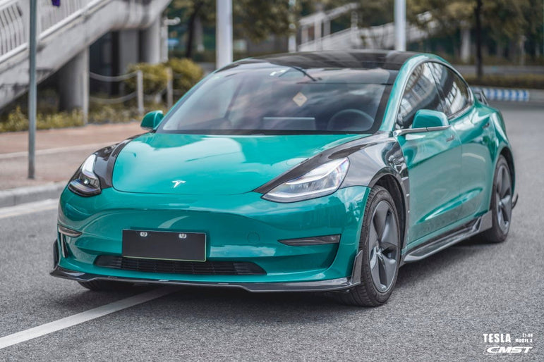 CMST Tesla Model 3 Lightweight Dry-Carbon Fiber Front Fender Replacement (1.58KG) - Robot Bodykits