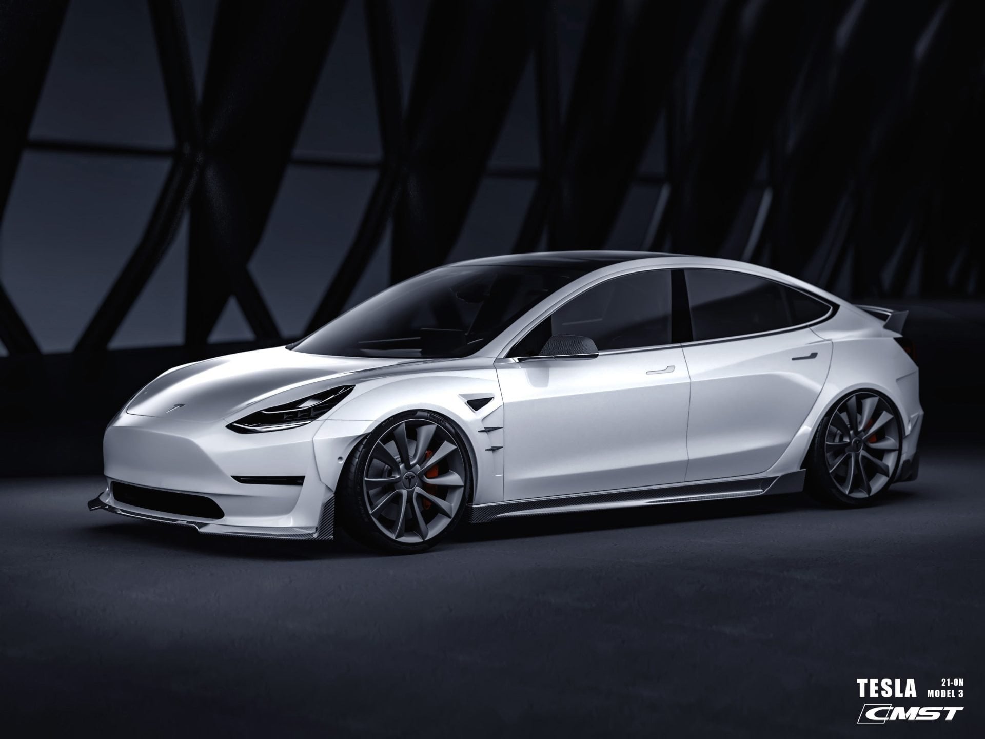 CMST Tesla Model 3 Carbon Fiber Full Body Kit Style F - Robot Bodykits
