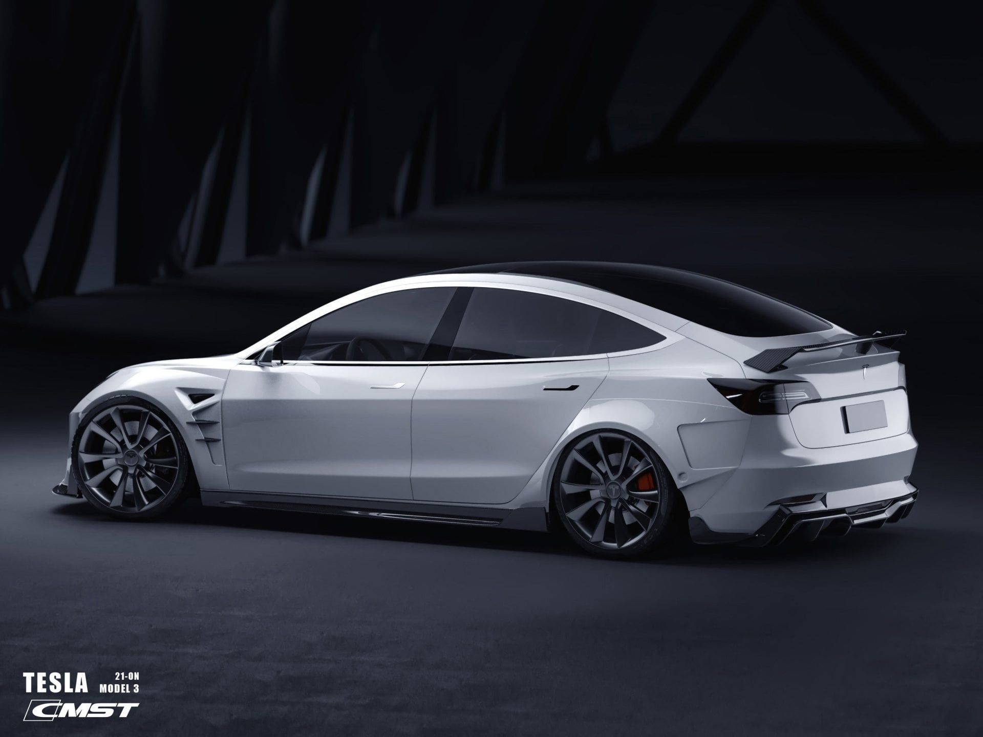 CMST Tesla Model 3 Carbon Fiber Full Body Kit Style F - Robot Bodykits