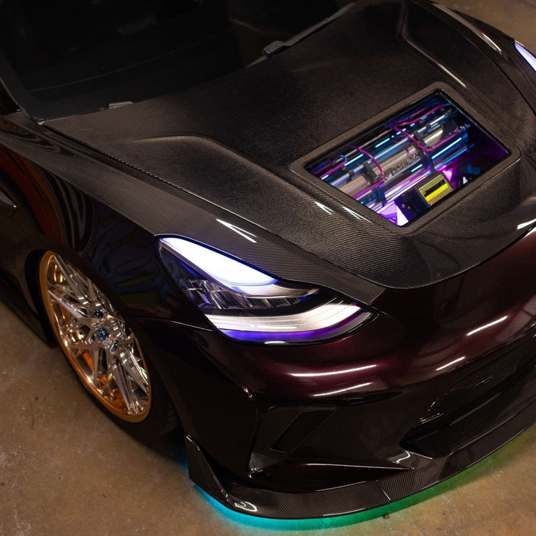 CMST Tuning Carbon Fiber Hood Clearview Glass Transparent for Tesla Model 3 - Robot Bodykits