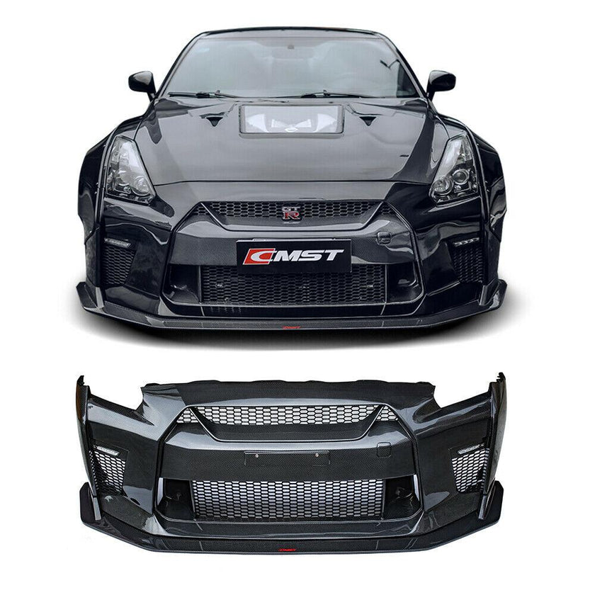 CMST Carbon Fiber Stage 1 Front Bumper & Lip for Nissan GTR GT-R R35 2008-2016 Facelift Conversion - Robot Bodykits