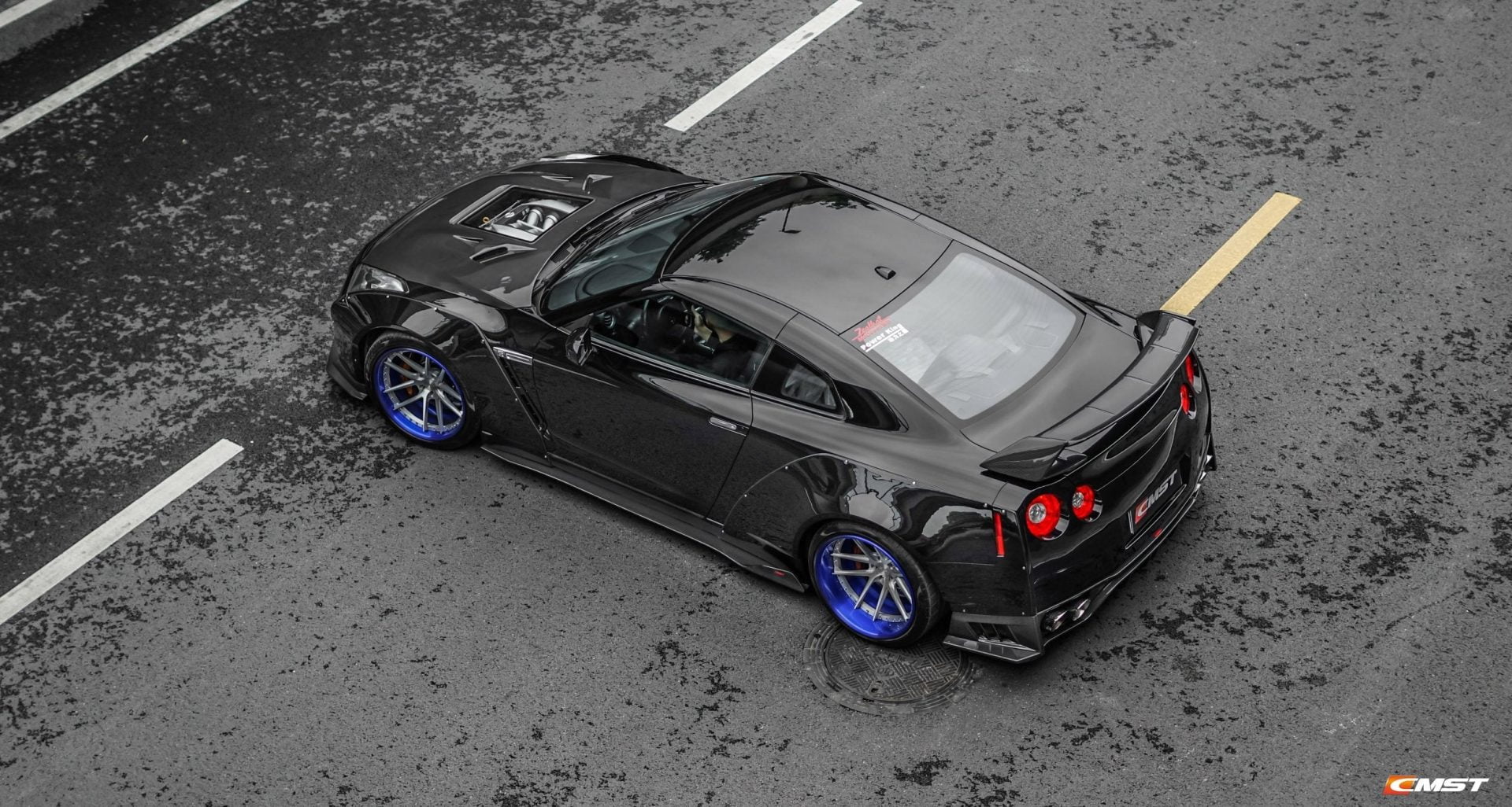 CMST Tuning Nissan GTR GT-R R35 2008-2016 Carbon Fiber Tempered Glass Transparent Hood Window See Through - Robot Bodykits