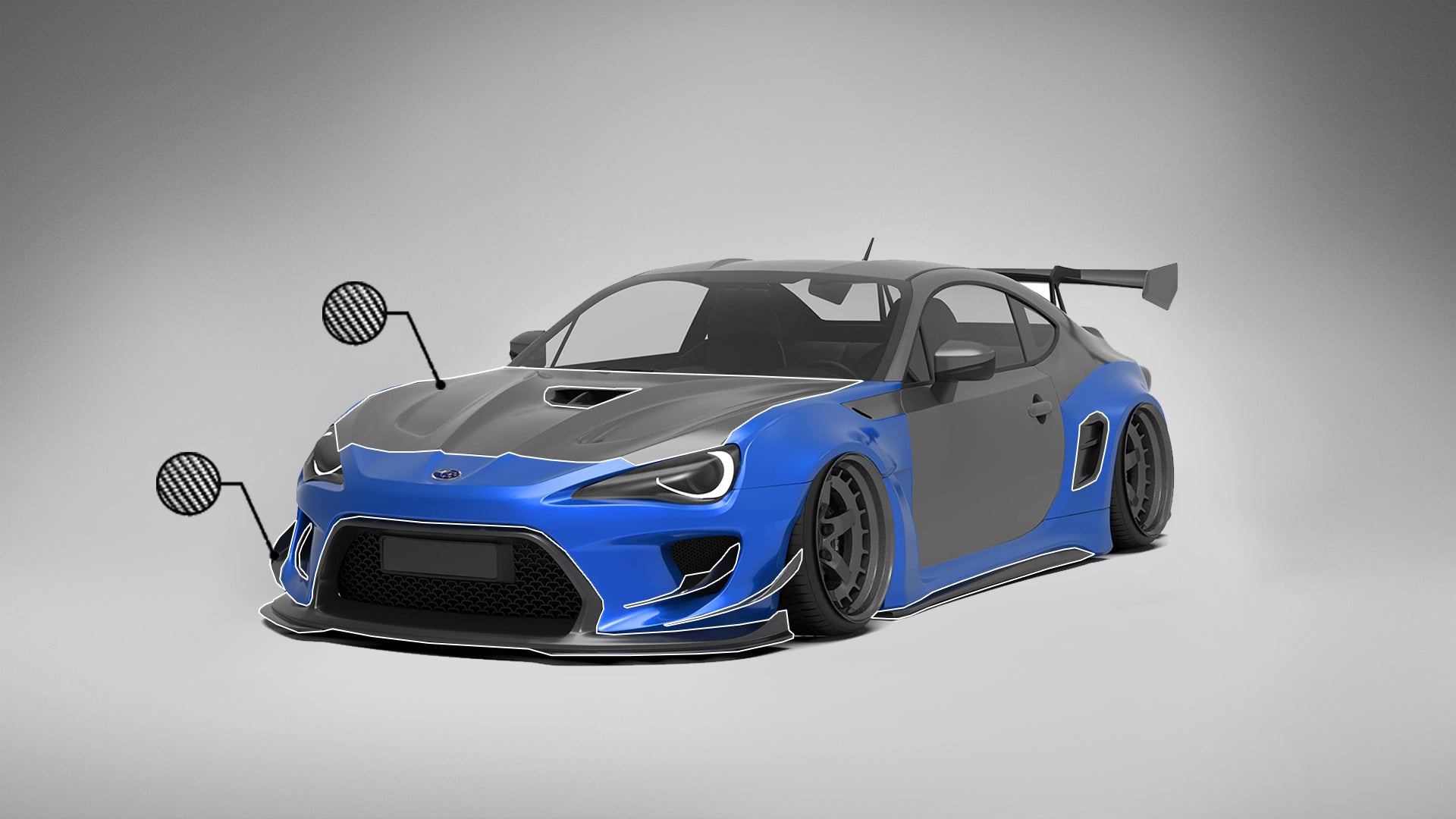 Robot Craftsman Toyota GT86 / BRZ Fibre Glass Reinforced Plastic Complete Body Kit (FRP) Fits Toyota GT86 / Subaru BRZ – First Gen (2012–2021)