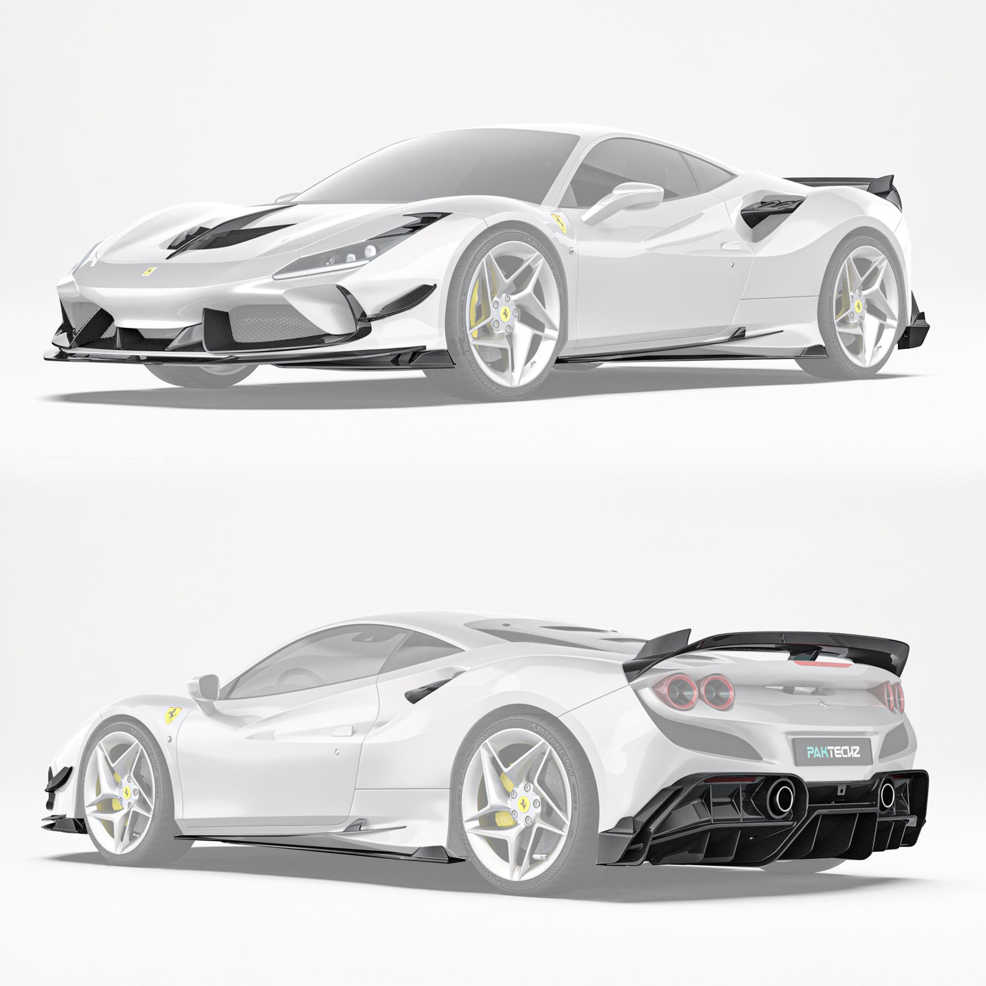 Ferrari F8 Paktechz Full Dry Carbon Aerodynamics kit