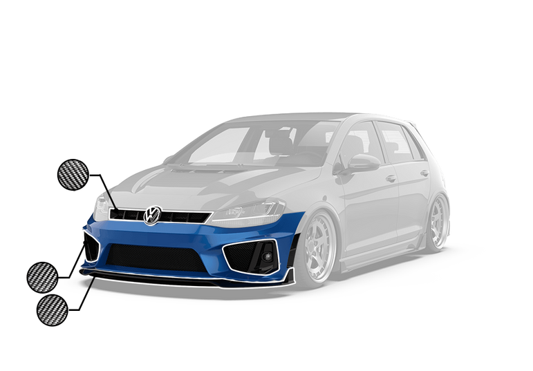 Robot Craftsman Volkswagen Golf / GTI / Golf R MK7 MK7.5 Fibre Glass Reinforced Plastic Complete Front Bumper (FRP)