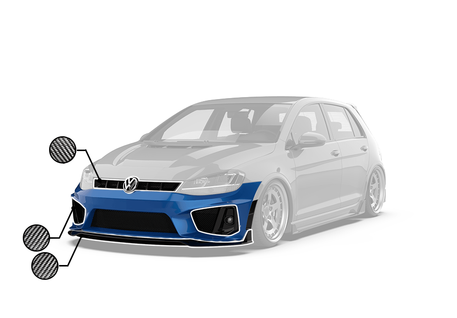 Robot Craftsman Volkswagen Golf / GTI / Golf R MK7 MK7.5 Fibre Glass Reinforced Plastic Complete Front Bumper (FRP)