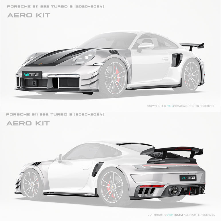 Porsche 911 992.1 Turbo S Paktechz Full Dry Carbon Aerodynamics kit 2020-2024
