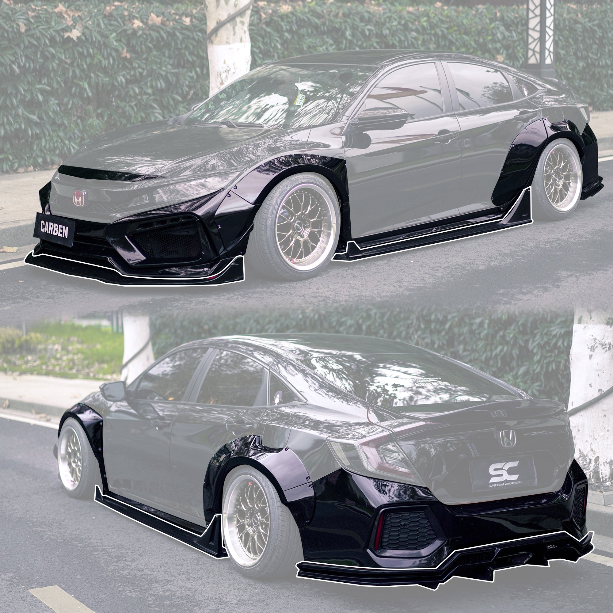 Robot 10th Gen Honda Civic SEDAN FRP Complete Widebody Kit
