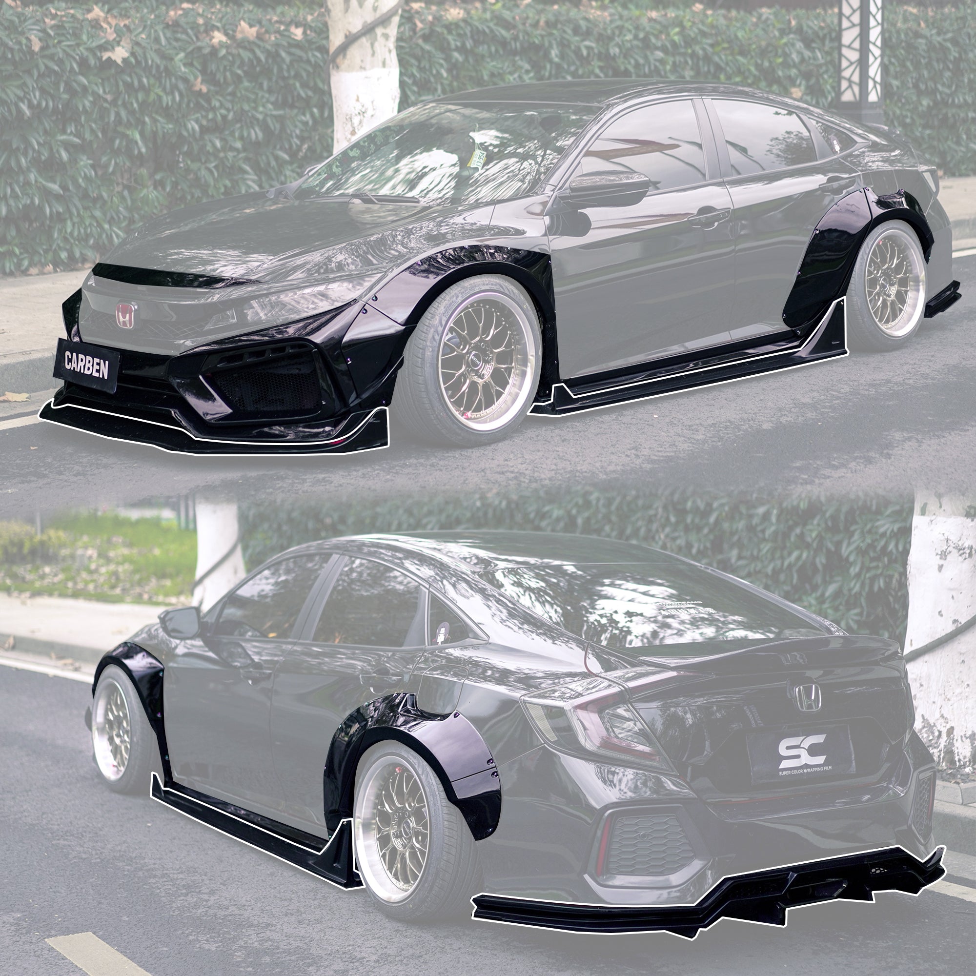 Robot 10th Gen Honda Civic SEDAN FRP Complete Widebody Kit