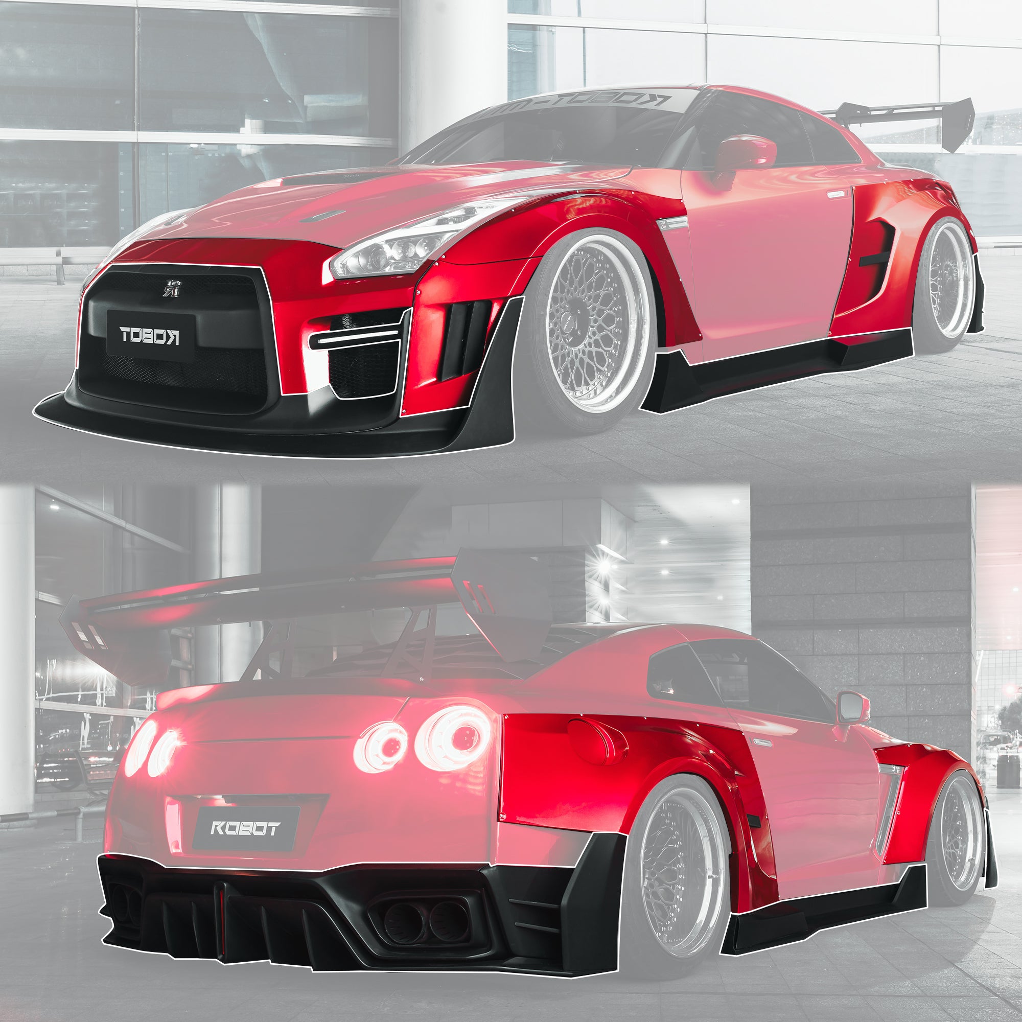 Robot Craftsman Nissan GTR Body Kit R35 WIDEBODY Fibre Glass Reinforced Plastic Complete Body Kit (FRP)