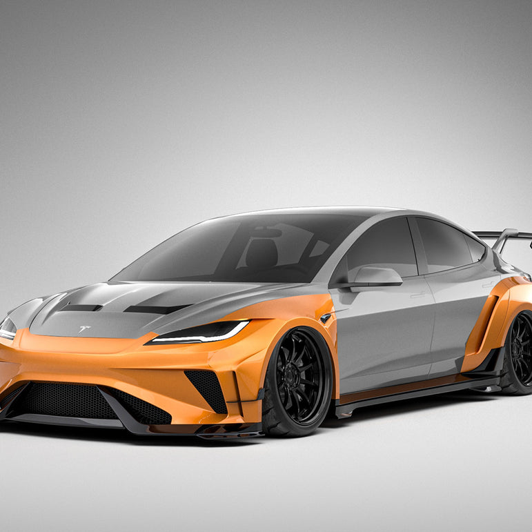 Robot Craftsman Tesla Model 3 Highland 2024+ “HACKER” Widebody FRP & Partial Carbon Full Kit