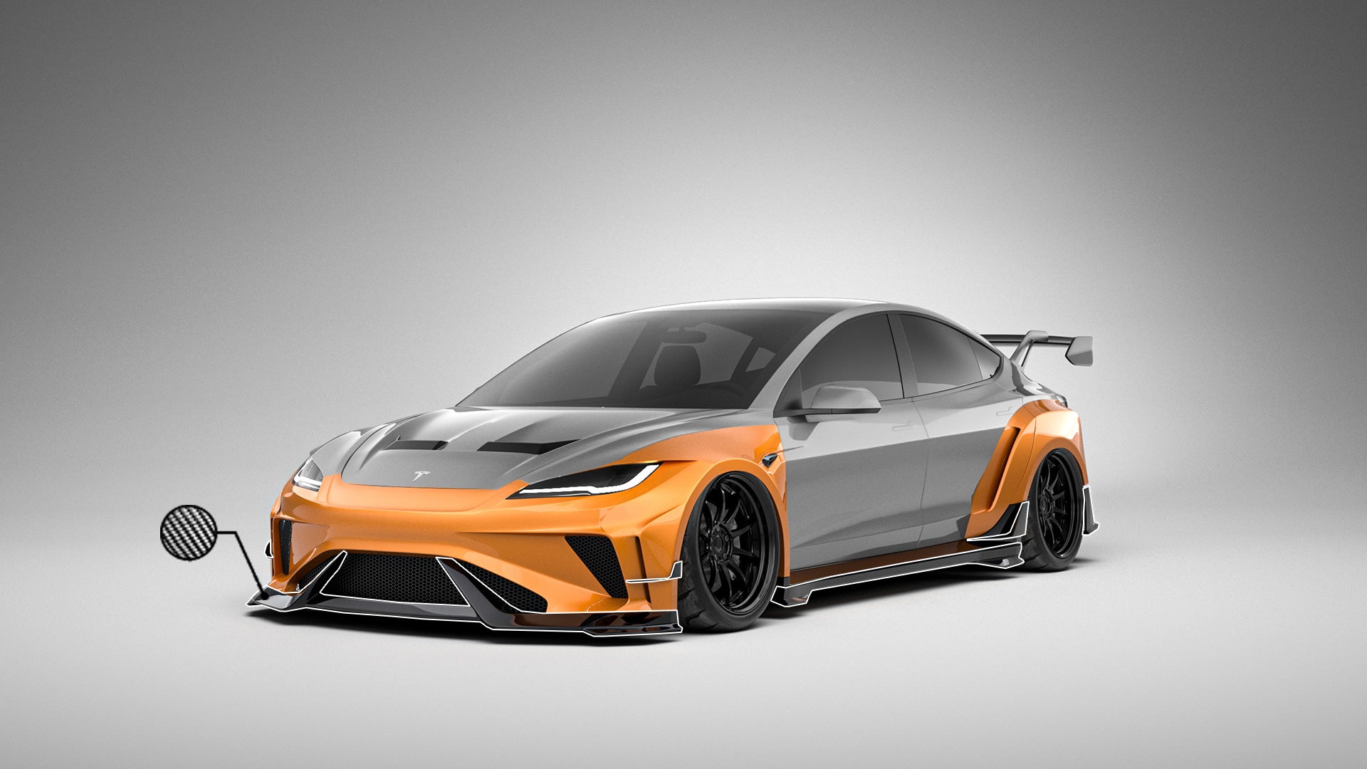 Robot Craftsman Tesla Model 3 Highland 2024+ “HACKER” Widebody FRP & Partial Carbon Full Kit