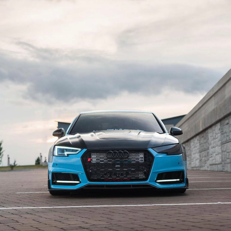 SD Carbon Fiber Tempered Glass Hood Bonnet For Audi A4 S4 2017-ON B9 B9.5