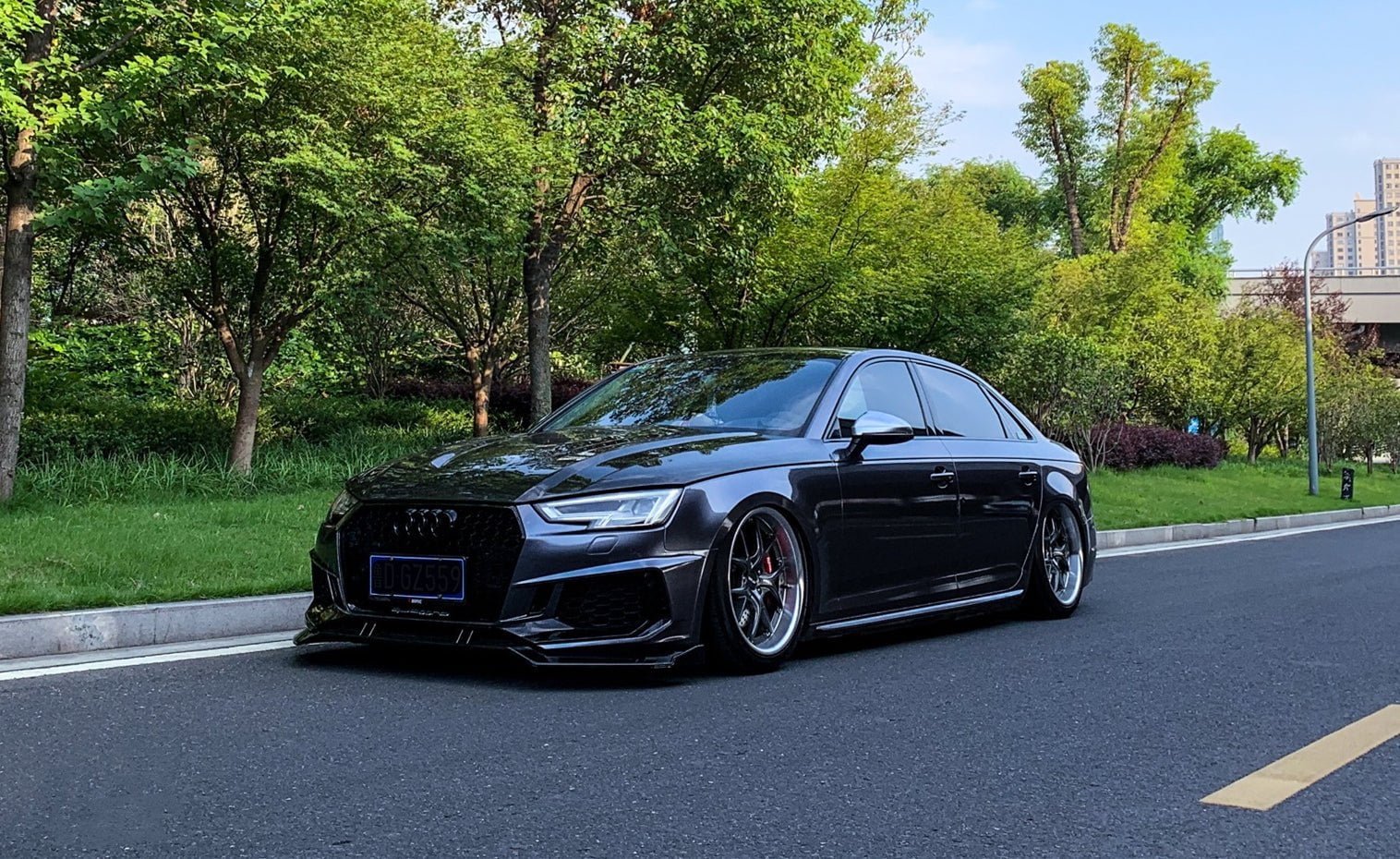 SD Carbon Fiber Tempered Glass Hood Bonnet For Audi A4 S4 2017-ON B9 B9.5