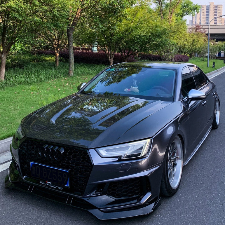 SD Carbon Fiber Tempered Glass Hood Bonnet For Audi A4 S4 2017-ON B9 B9.5