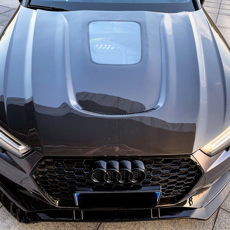 SD Carbon Fiber Tempered Glass Hood Bonnet For Audi A4 S4 2017-ON B9 B9.5