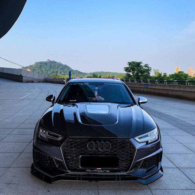SD Carbon Fiber Tempered Glass Hood Bonnet For Audi A4 S4 2017-ON B9 B9.5