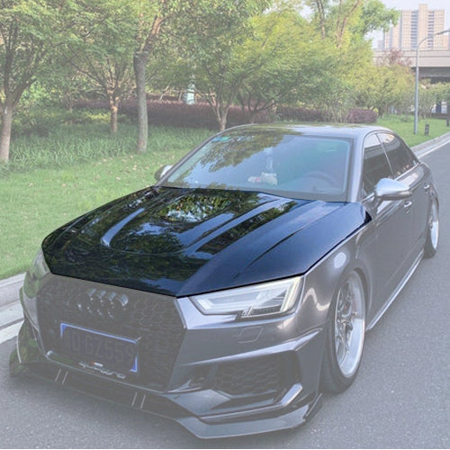 SD Carbon Fiber Tempered Glass Hood Bonnet For Audi A4 S4 2017-ON B9 B9.5