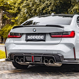 SOOQOO M3 G80 G81 Carbon Fiber Diffuser With Brake Light + Rear Splitter