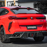 SOOQOO BMW X6M F96 Prepreg Carbon Fiber Diffuser With Brake Light