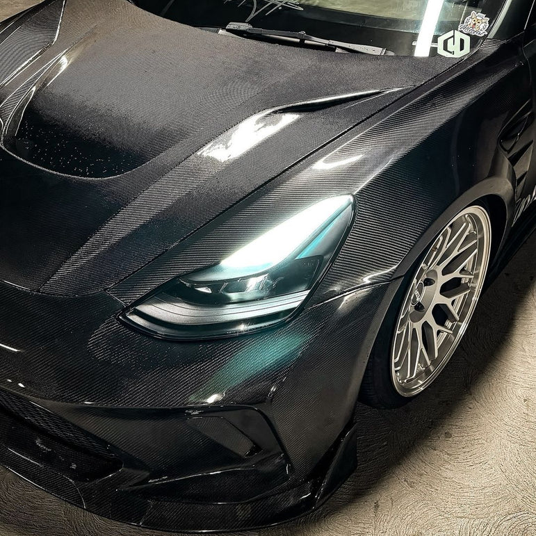 CMST Tesla Model 3 Lightweight Dry-Carbon Fiber Front Fender Replacement (1.58KG) - Robot Bodykits