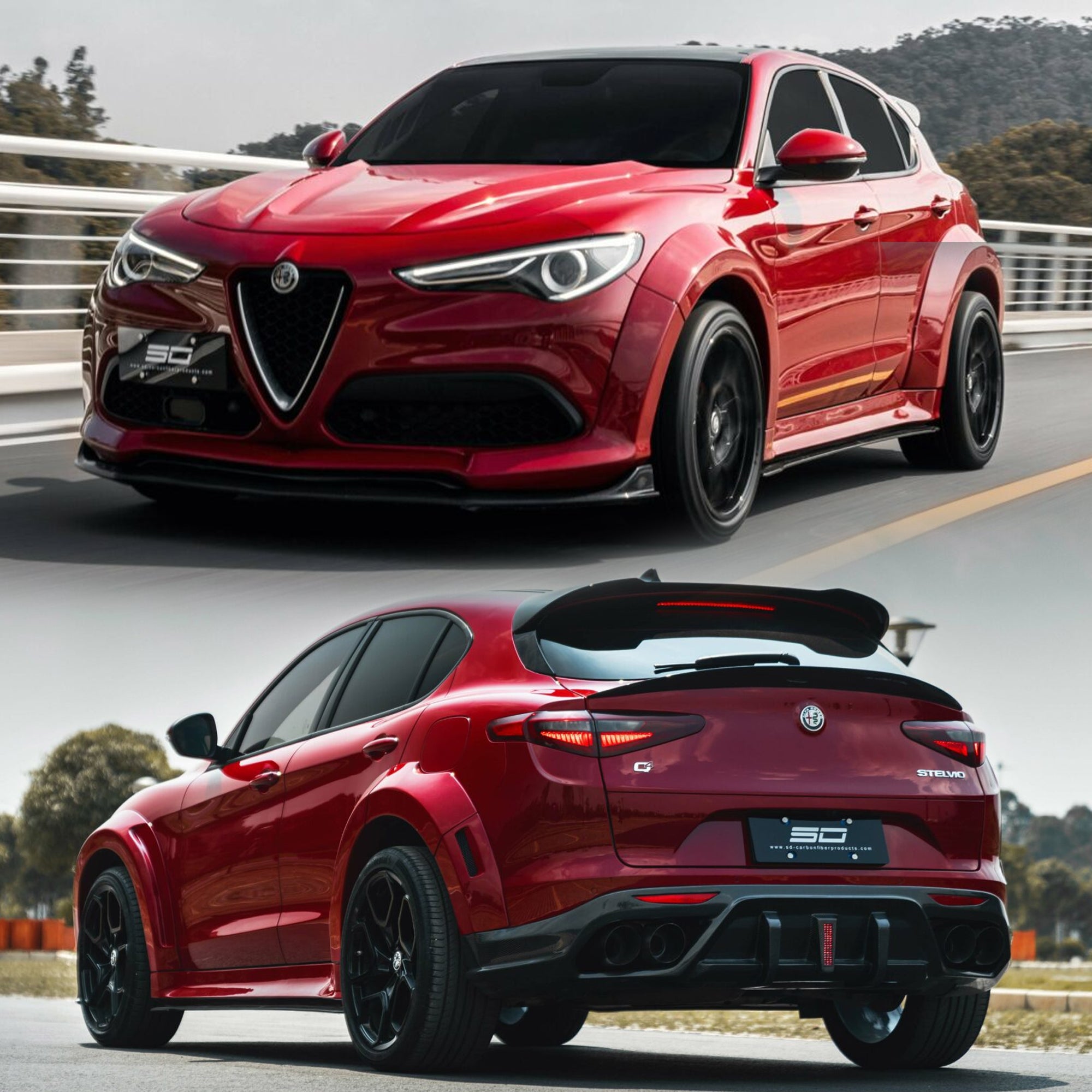 SD Carbon Partial Carbon Fiber Widebody Kit For Alfa Romeo Stelvio 2.0T