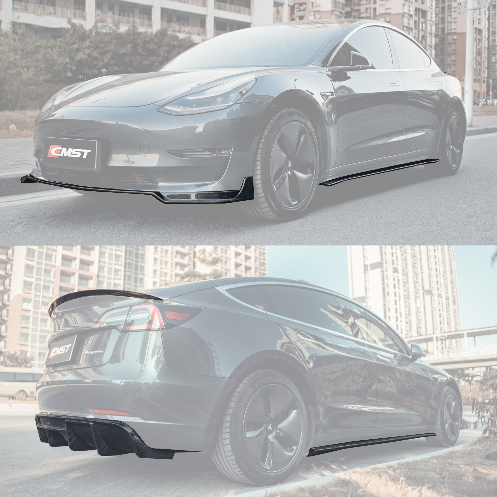 CMST Carbon Fiber Full Body Kit Style B for Tesla Model 3 - Robot Bodykits