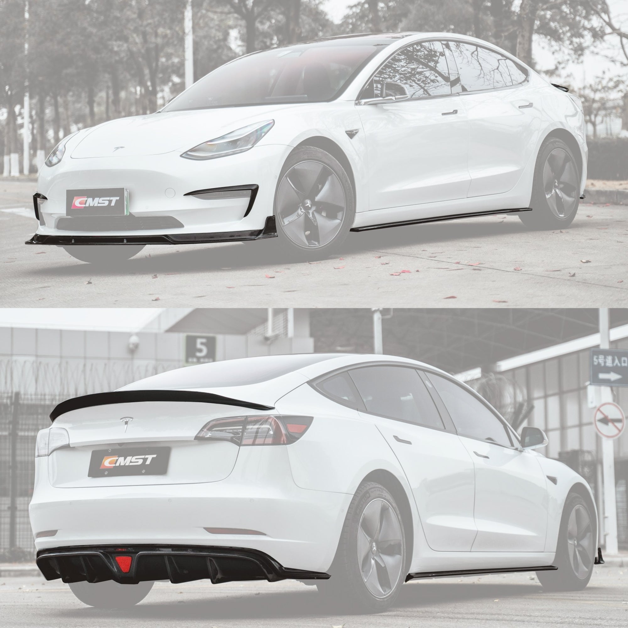 CMST Carbon Fiber Full Body Kit Style C for Tesla Model 3 - Robot Bodykits