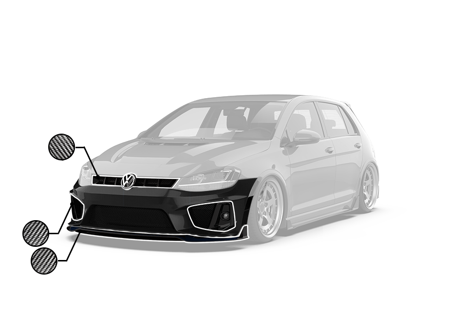 Robot Craftsman Volkswagen Golf / GTI / Golf R MK7 MK7.5 Fibre Glass Reinforced Plastic Complete Front Bumper (FRP)