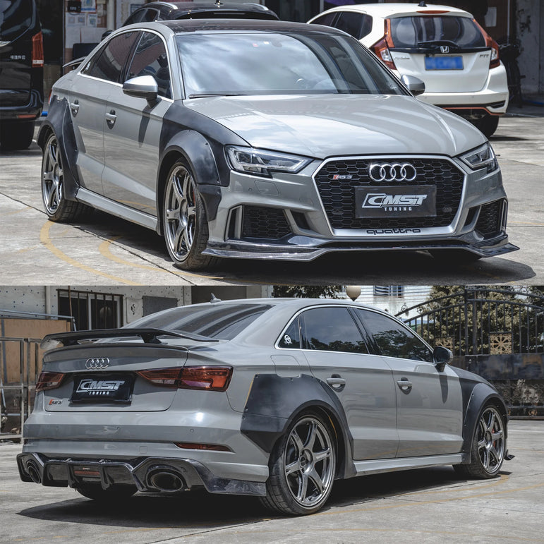 CMST Tuning Carbon Fiber Widebody Fender Arches ( 12 Pcs ) for Audi A3, S3 2014-2020 8V - Robot Bodykits