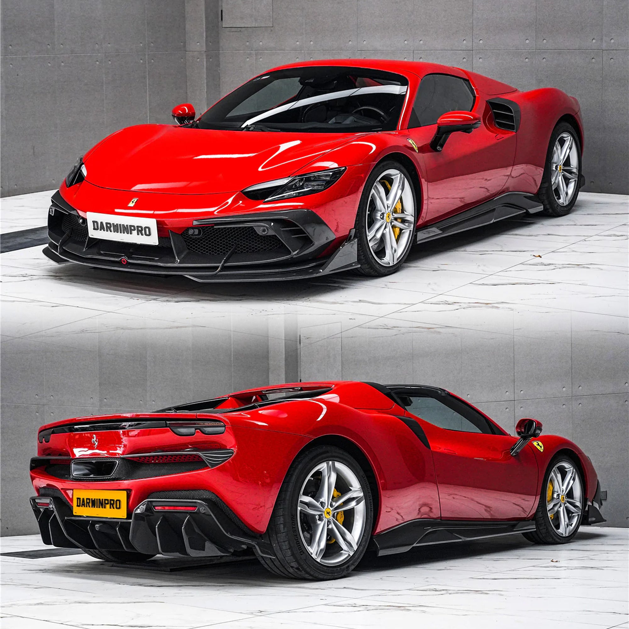 DarwinPRO 2022-2026 Ferrari 296 GTB & GTS Type F171 iMP Style Carbon Fiber Full Kit (For Surround View Camera System Bumper Only)