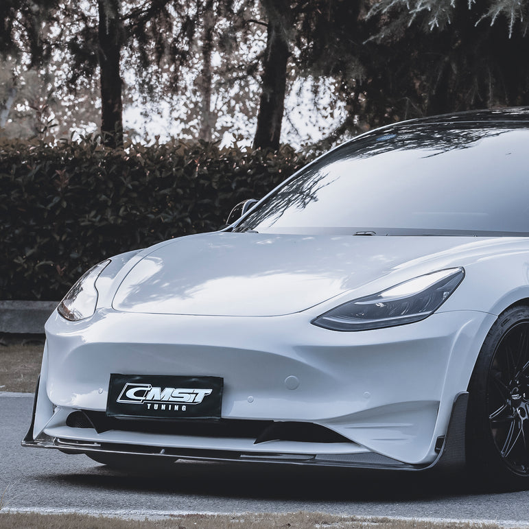 CMST Tuning Carbon Fiber Front Bumper & Front Lip for Tesla Model 3 Ver.2 - Robot Bodykits