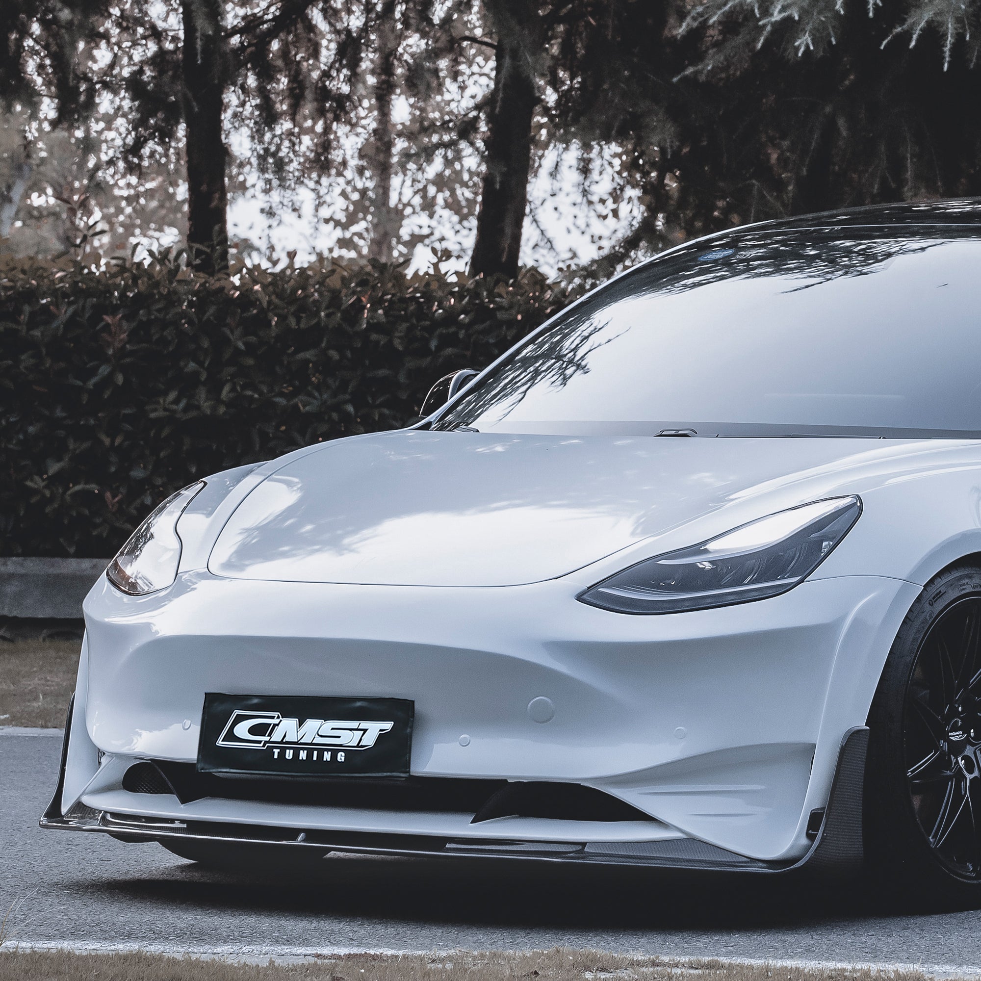 CMST Tuning Carbon Fiber Front Bumper & Front Lip for Tesla Model 3 Ver.2 - Robot Bodykits